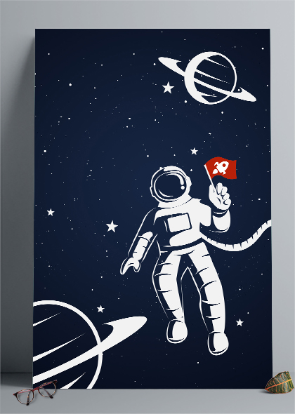 夜空星空宇航梦想卡通儿童竖版海报背景