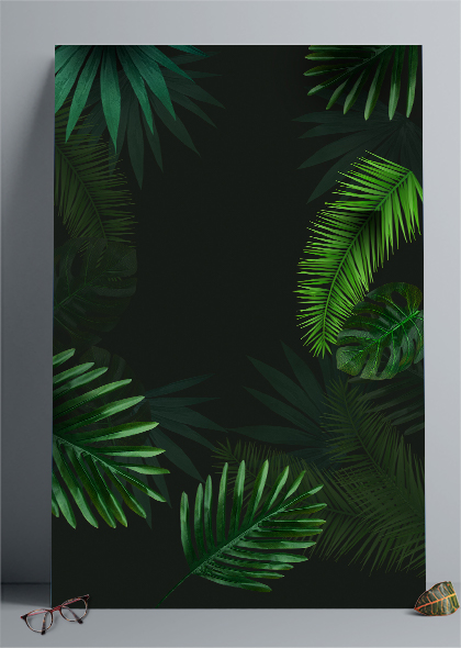 棕榈叶夏季绿色叶子书籍杂志封面竖版海报背景