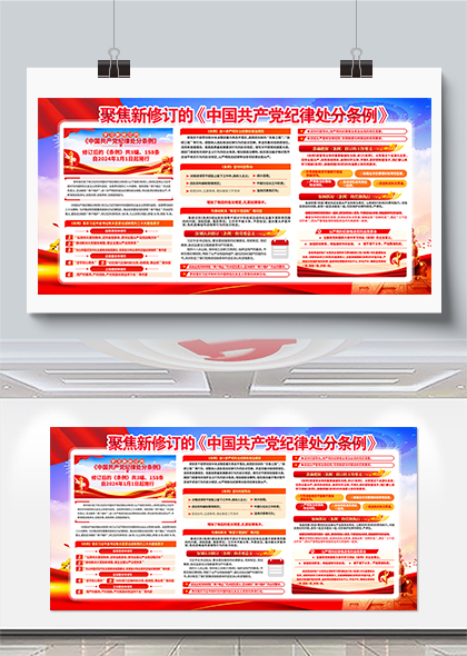 聚焦新修订的中国共产党纪律处分条例宣传展板设计