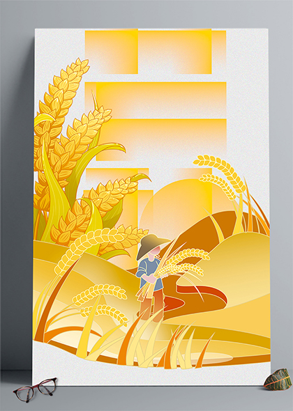 黄色麦穗农民麦子夏季夏天芒种节气背景