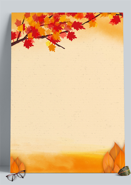 枫叶落叶金黄手绘秋季节气海报背景图片