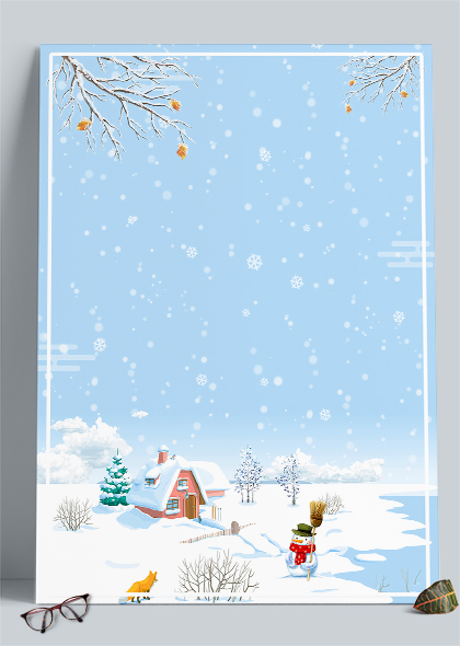 雪地雪人小木屋冬季节气冬天活动海报背景