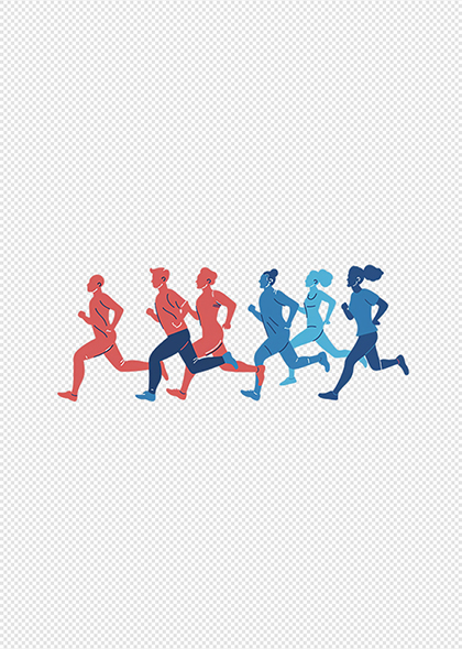 田径短跑长跑运动员彩色剪影奥运会PNG元素