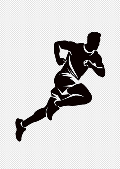 短跑长跑运动员剪影体育赛事PNG元素
