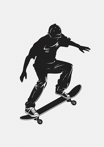 奥运会滑板运动员剪影滑板运动PNG元素