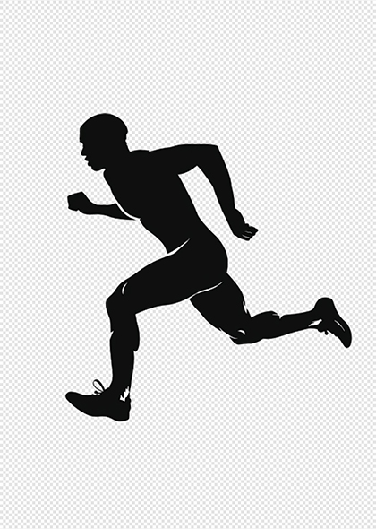 田径运动短跑长跑运动员黑色剪影PNG元素
