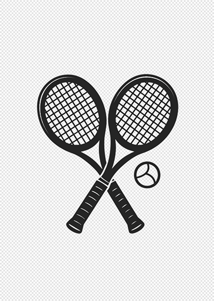奥运会网球拍和网球线描PNG元素素材