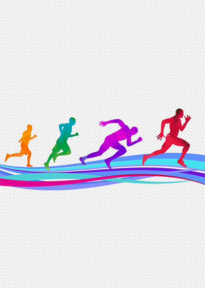 彩色运动会跑步赛跑人物剪影运动海报元素素材