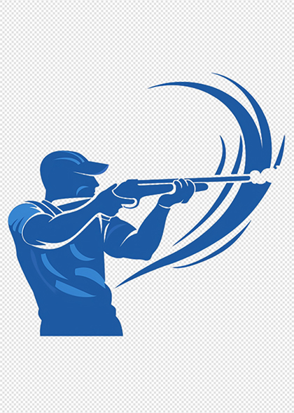 男子射击运动运动员蓝色剪影奥运会体育PNG元素