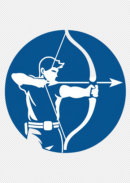 男子射箭运动员蓝色剪影奥运会体育免抠PNG元素