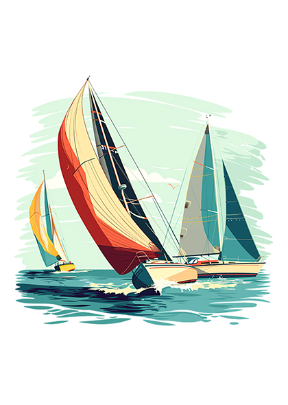 彩色帆船PNG元素奥运会体育运动会PNG素材