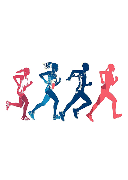 田径运动女子跑步健身彩色人物剪影体育PNG元素