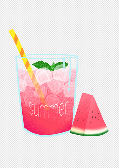 西瓜切片西瓜汁夏天清凉消暑元素