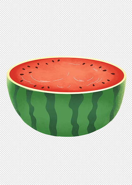 夏季水果手绘半个西瓜免抠元素素材