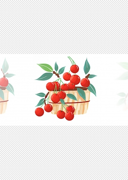 篮子里的樱桃的樱桃夏天水果AI插画