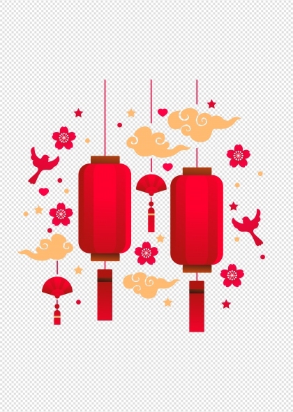 七夕节中国传统情人节灯笼装饰挂件元素