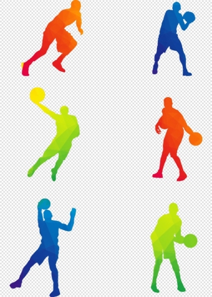 体育运动篮球人物彩色剪影