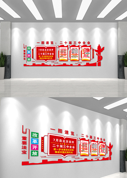 一图速览二十届三中全会会议解读文化墙模板