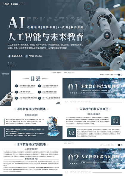 AI人工智能与未来教育应用PPT模板