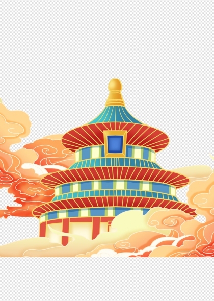 国庆主题天坛国潮设计元素
