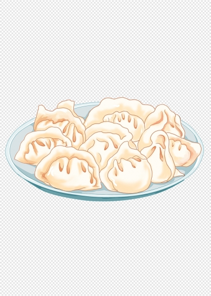 一盘饺子插画元素