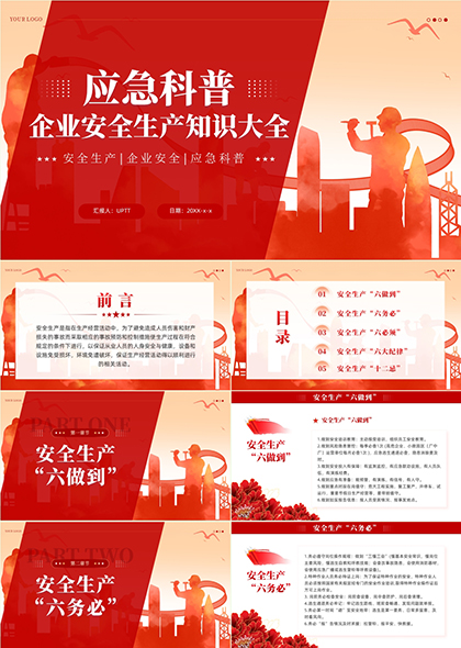 应急科普企业安全生产知识大全PPT模板