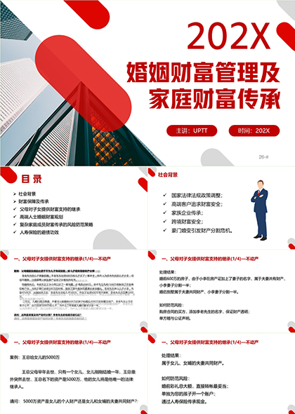 婚姻财富管理及家庭财富传承专业讲座PPT模板