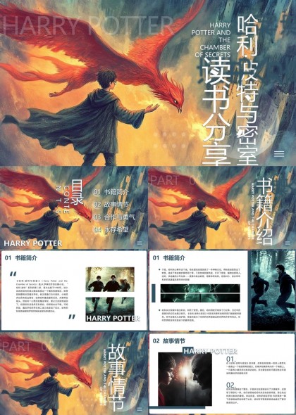 哈利波特主题读书会书籍介绍情节分析角色探讨PPT模板