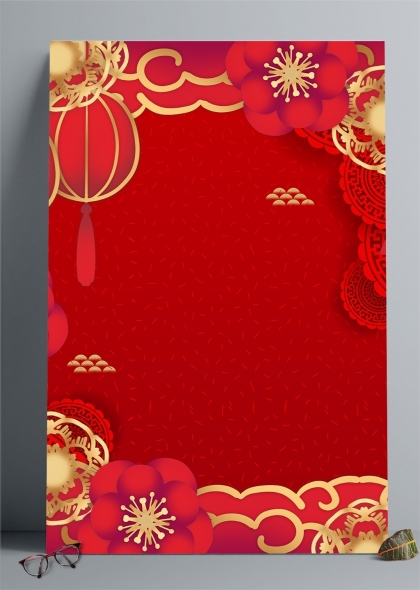 红灯笼中国风红色喜庆新年海报背景
