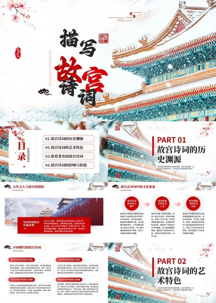 故宫诗词文化影响与价值传承PPT模板