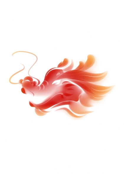 红色渐变抽象龙形艺术图案