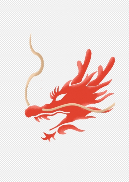 红色中国龙图腾二月二龙抬头插画