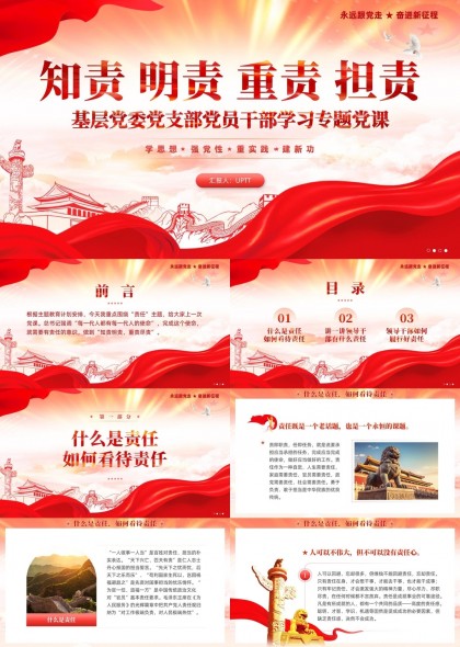 知責(zé)明責(zé)重責(zé)擔(dān)責(zé)基層黨委黨支部黨員干部學(xué)習(xí)專題黨課模板