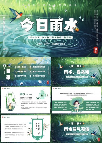 今日雨水二十四节气文化解读与习俗介绍模板