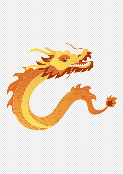 龙抬头金色中国龙矢量插画