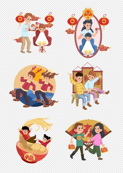 龙抬头理发习俗文化传承插画
