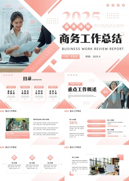 商务工作总结报告2025年工作计划与经验分享PPT模板