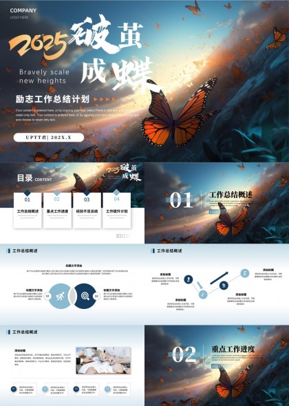 2025破繭成蝶勵志工作總結計劃PPT模板
