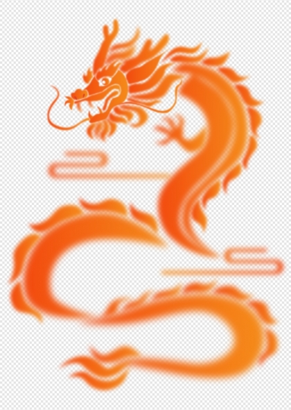 橙色龙形图案中国风矢量元素