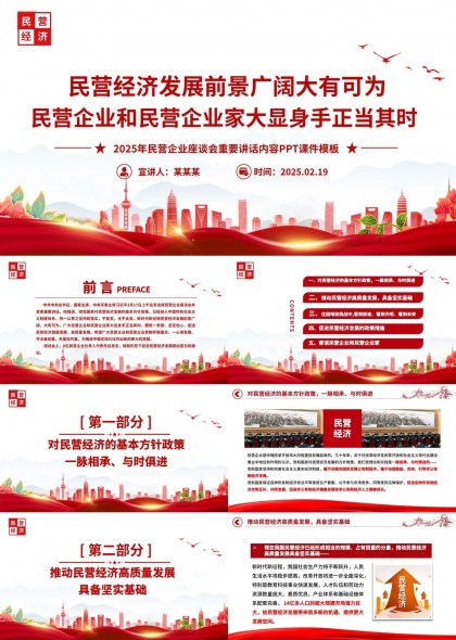 民营经济高质量发展政策解读与展望PPT模板
