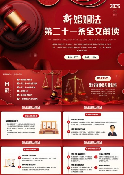 新婚姻法第二十一条全文解读法律知识普及PPT模板