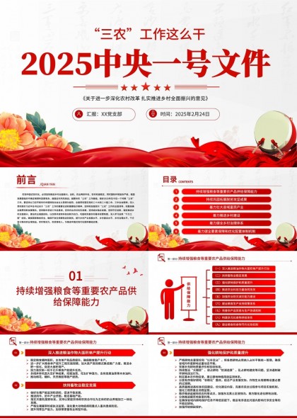 三农工作2025中央一号文件解读PPT模板