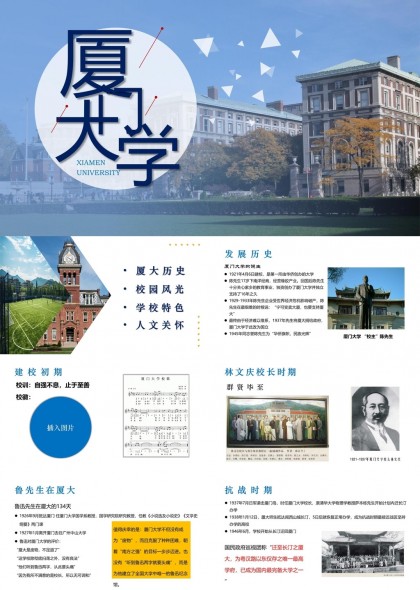 厦门大学校园风光与发展历史介绍PPT模板