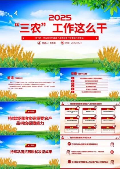2025三農(nóng)工作規(guī)劃鄉(xiāng)村振興產(chǎn)業(yè)發(fā)展鄉(xiāng)村建設(shè)治理體系建設(shè)PPT模板