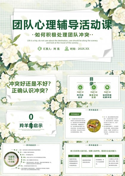 团队心理辅导活动课如何积极处理团队冲突PPT模板