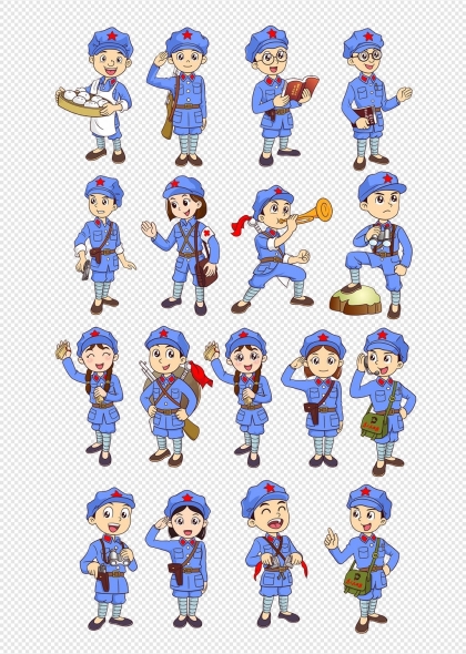 红军战士卡通形象小红军插画
