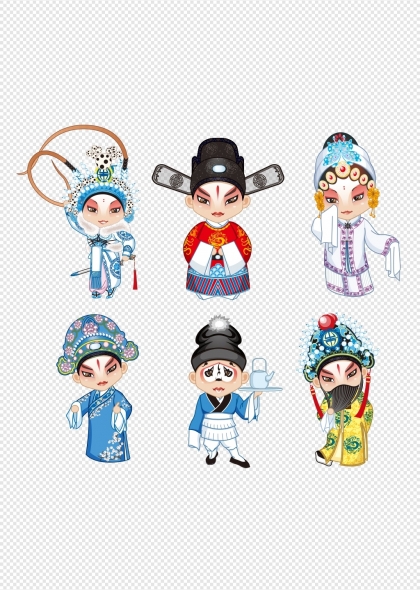京剧人物卡通形象设计插画元素