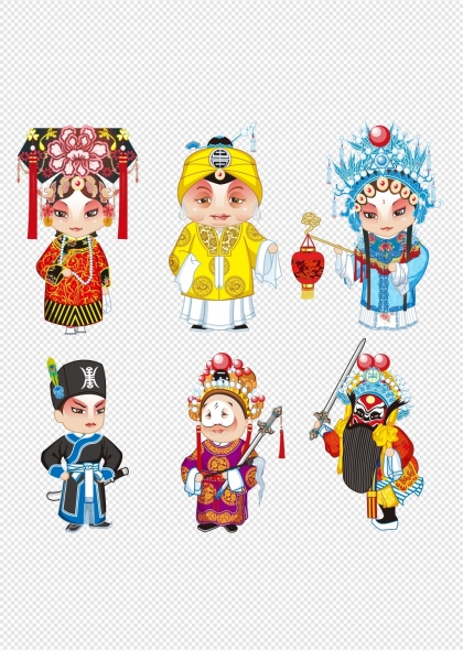 京剧人物卡通形象传统文化插画