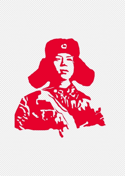 红色剪纸风雷锋形象设计元素