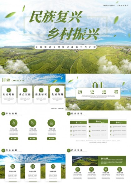 民族復(fù)興鄉(xiāng)村振興戰(zhàn)略工作匯報PPT模板